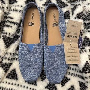 TOMS brand- Alpargata Womens Blue Slip-On Shoes, 9